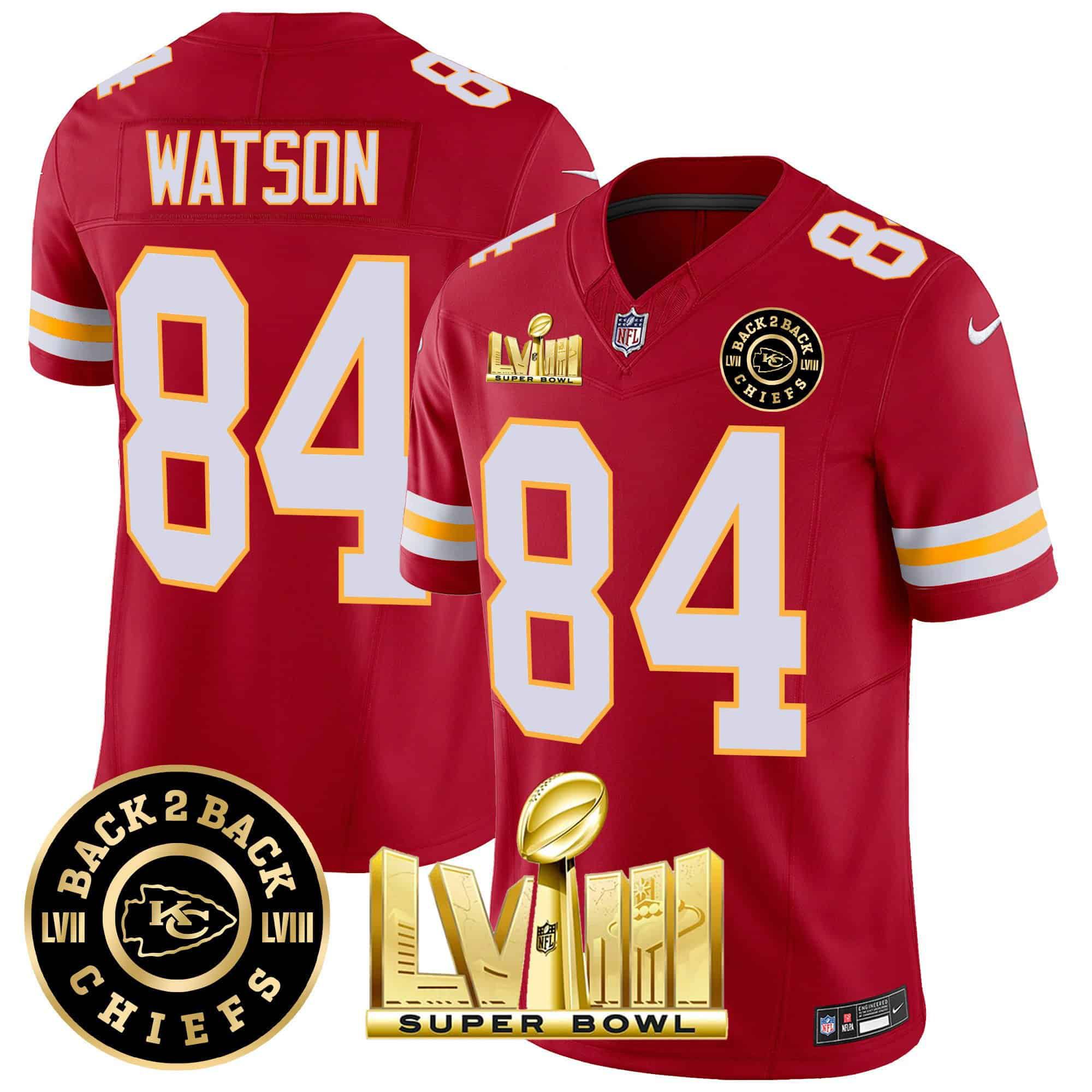 Men Kansas City Chiefs #84 Watson Red 2024 Nike Super Bowl LVIII & Back-2-Back Patch Vapor NFL Jersey style 3->indianapolis colts->NFL Jersey
